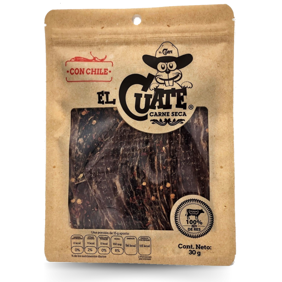 24 Bolsas de Carne seca Con Chile 30g El Cuate®